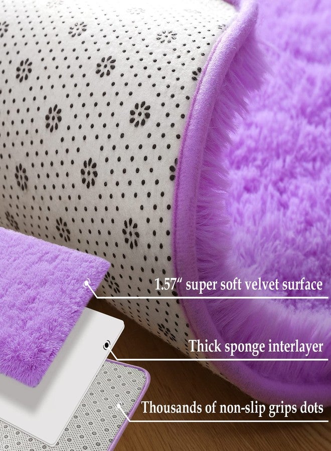 Merelax Modern Soft Fluffy Large Shaggy Rug for Bedroom Livingroom Dorm Kids Room Indoor Home Decorative, Non-Slip Plush Furry Fur Area Rugs Comfy Nursery Accent Floor Carpet 4'x6' Purple - Image 3